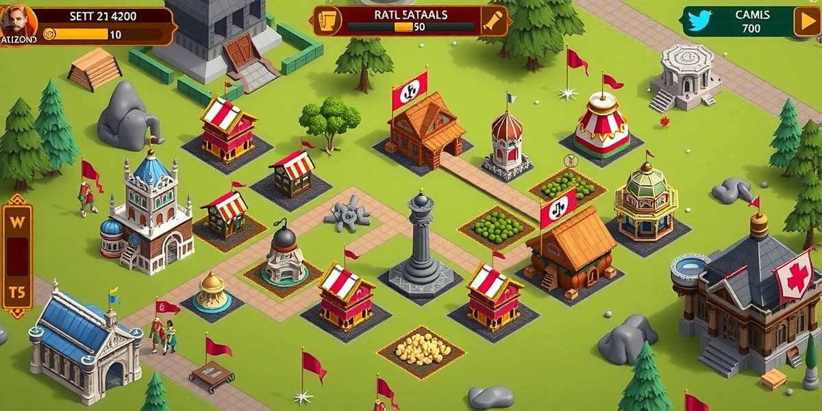 Royal Rulers Gameplay Screenshot Royal Rulers gameplay showing a player's kingdom with various buildings, resources and army units