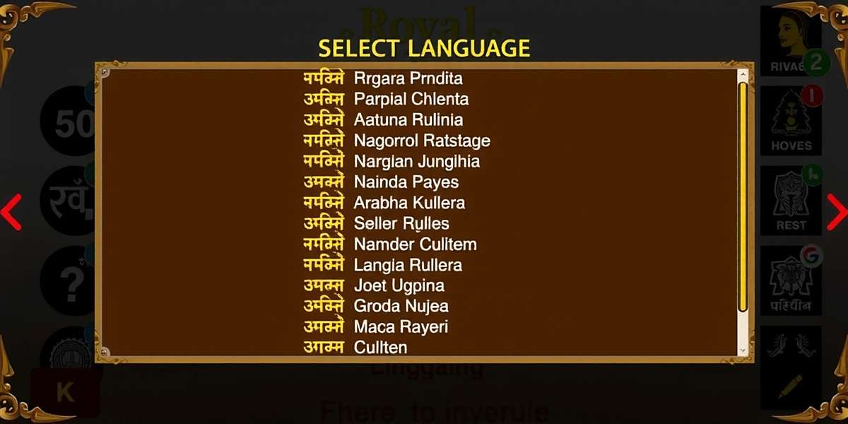 Royal Rulers Indian Language Support Royal Rulers language selection screen showing various Indian language options
